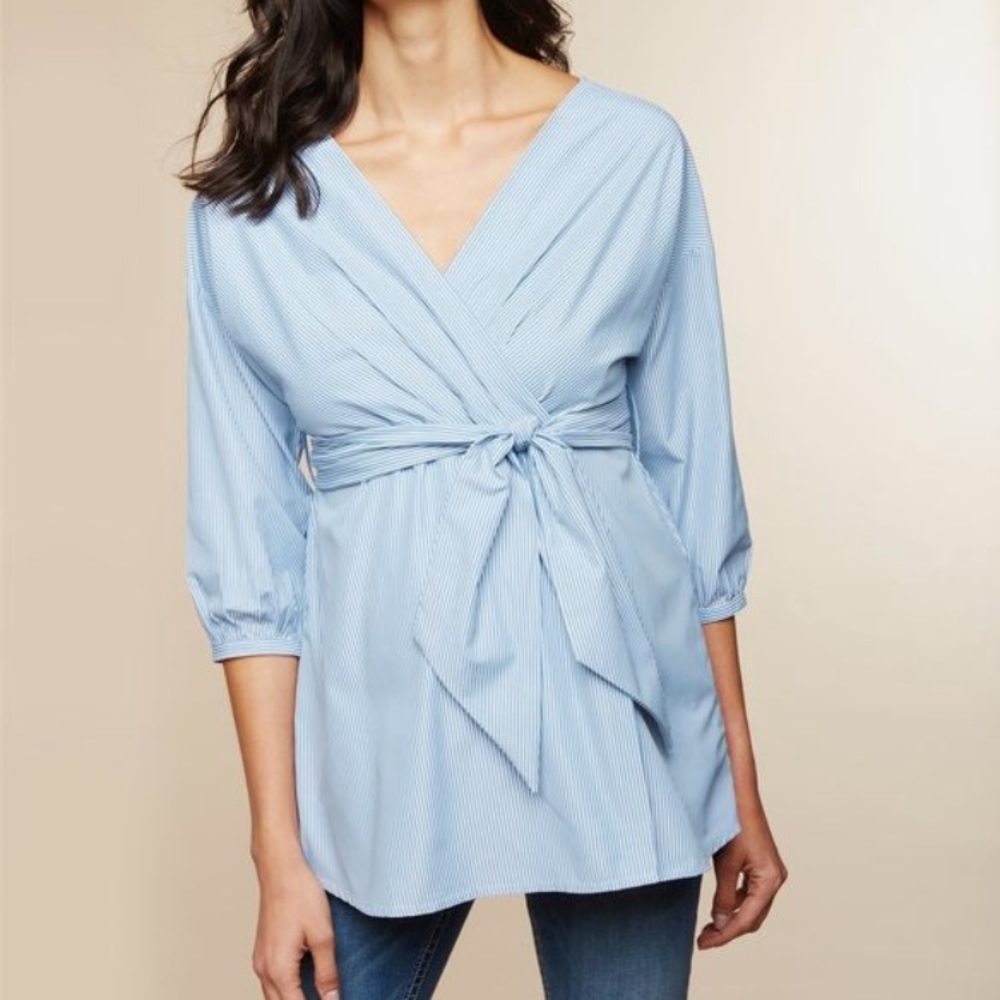 New Motherhood maternity faux wrap striped top XS